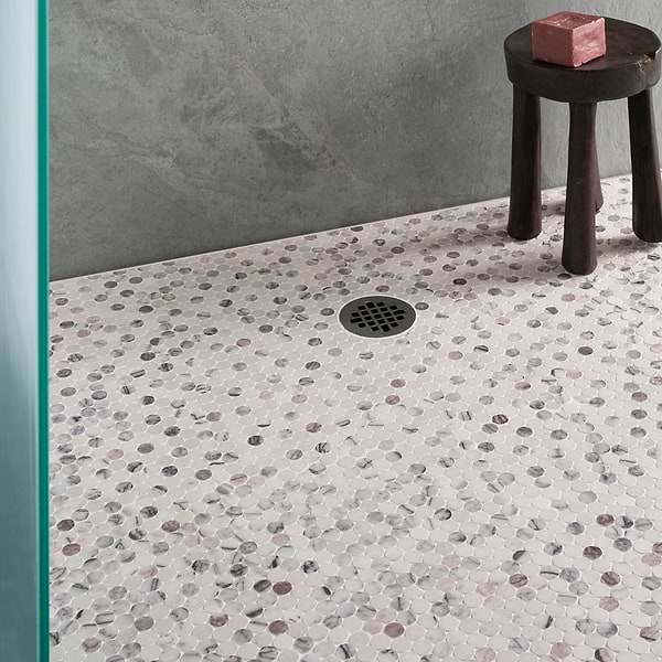 Lilac Premium 1" Penny Round Polished Marble Mosaic Tile
