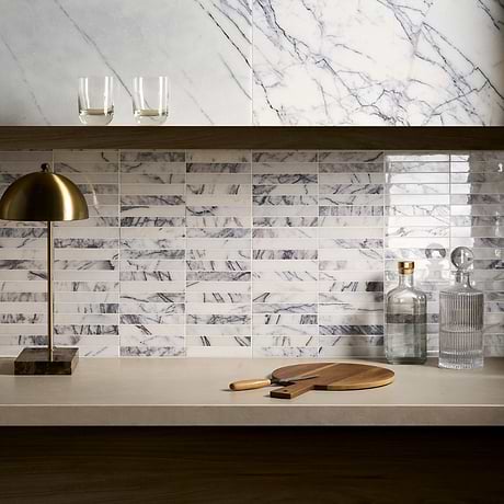 Lilac Premium 1x6 Stacked Polished Marble Mosaic TIle