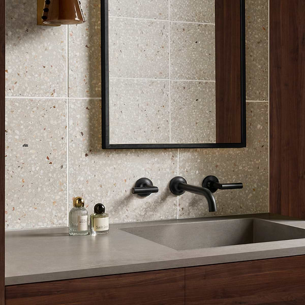 True Terrazzo Dove Gray 16x16 Polished Terrazzo Tile