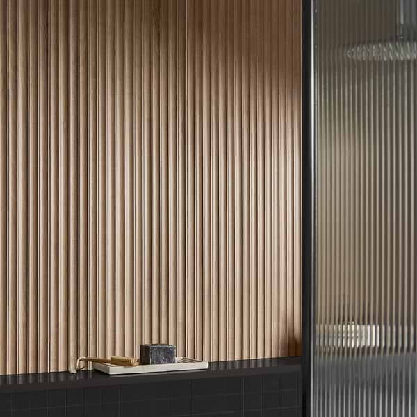 Arket Chestnut Brown 18x48 Fluted Wood Look Matte Ceramic Tile