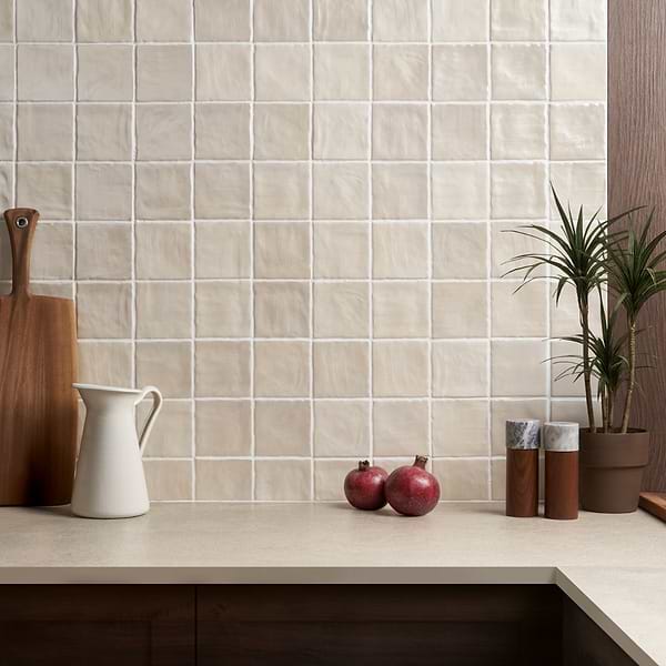 Montauk Sand Dune Beige 4x4 Mixed Finish Ceramic Tile in Cream, View 2, open zoomed image