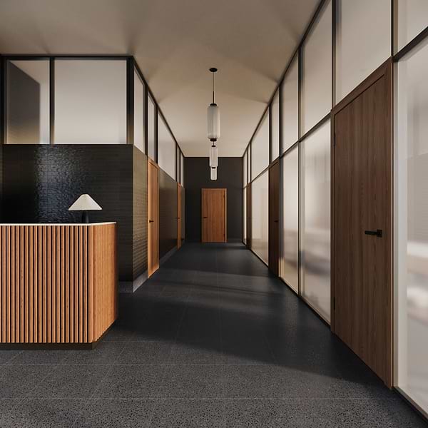 Veritas Terrazzo Sombra Charcoal with Gold 16x16 Polished Terrazzo Tile