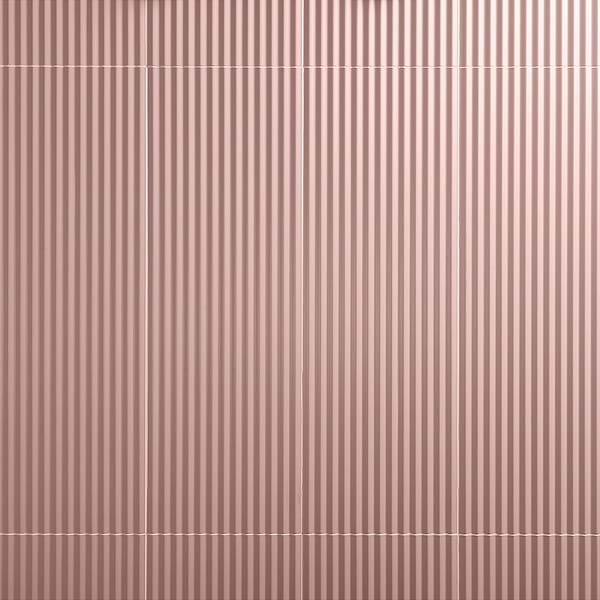 Mod Blush Pink 12x36 3D Fluted Matte Ceramic Tile 