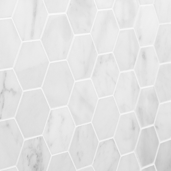 Carrara 2" Hexagon Polished Marble Mosaic Tile
