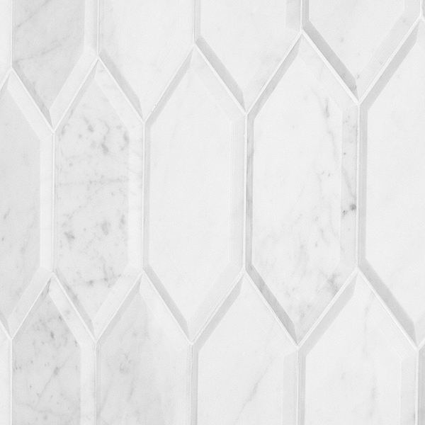 Carrara Beveled 8x4 Hexagon Polished Marble Tile