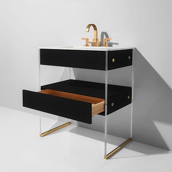 Lucite 30" Black Gloss Vanity and Counter