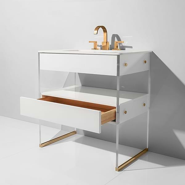 Lucite 36" White Gloss Vanity and Counter