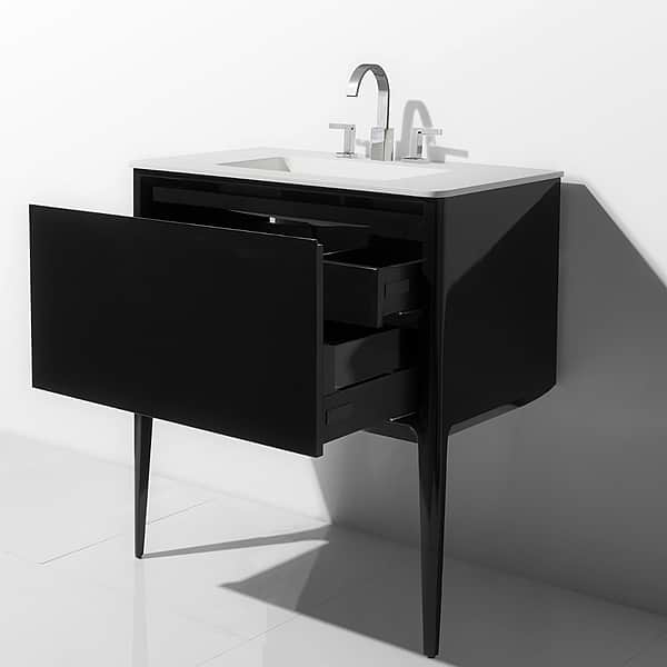 Luxe Collection  30" Black Gloss Vanity, View 3, open zoomed image