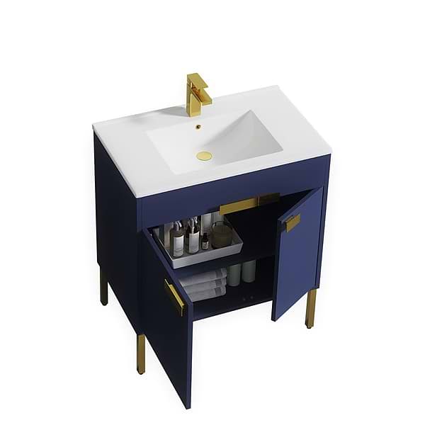 Portofino 30'' Navy Blue Vanity And Counter