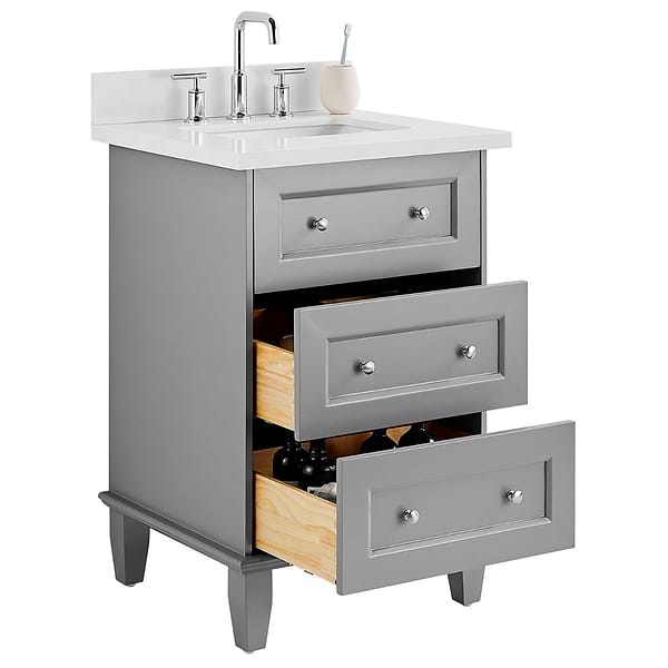 Nora Gray 24" Single Vanity with Pure White Quartz Top