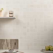 Minera Dolomite Warm White 3" Square Marble Look Polished Porcelain Mosaic Tile
