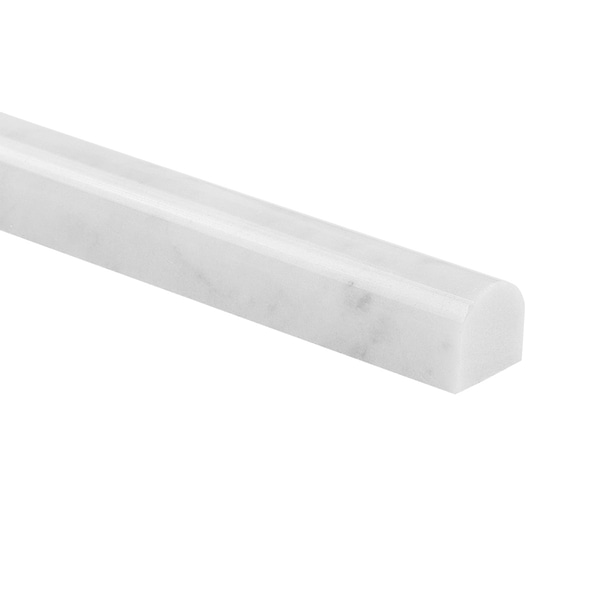 Bianco Carrara 1x12 Polished Marble Pencil Liner in White, View 3, open zoomed image