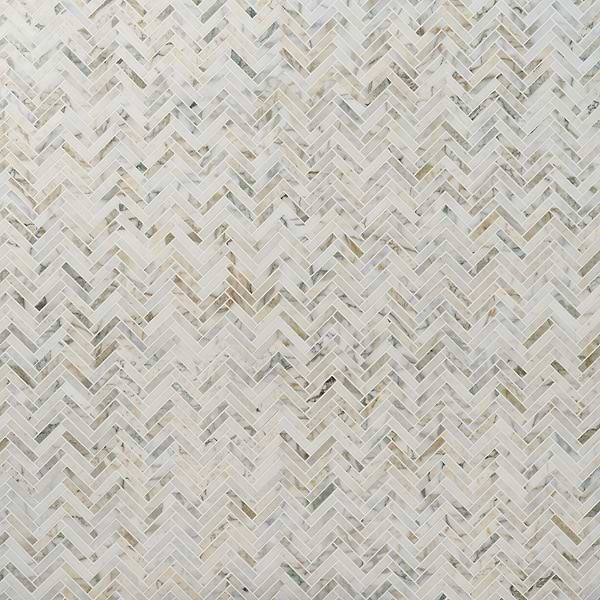 Calacatta Verde Premium 1x3 Herringbone Honed Marble Mosaic Tile
