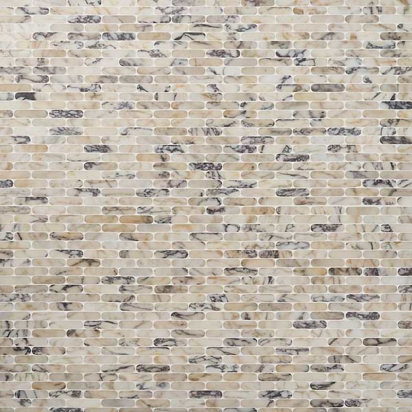 Calacatta Monet 1x4 Pill Honed Marble Mosaic Tile-Sample in White, View 3, open zoomed image