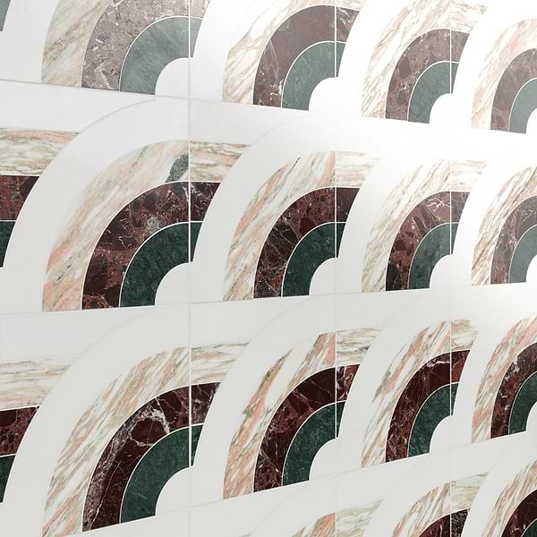 Elizabeth Sutton Arc Horizontal Passion Multicolor 12x12 Polished Marble Mosaic Tile