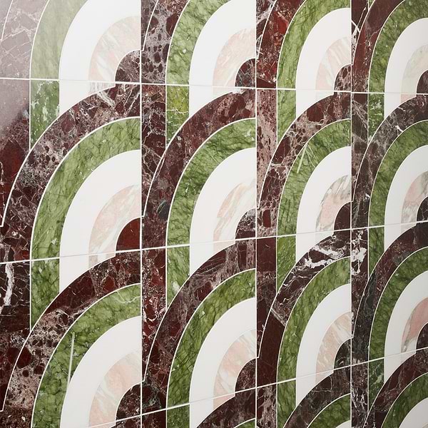 Elizabeth Sutton Arc Vertical Rainbow Multicolor 12x12 Polished Marble Mosaic Tile