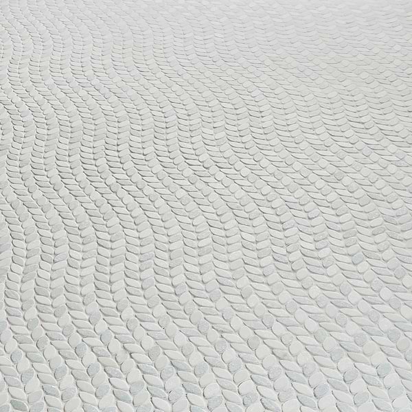 Dova Azul Tumbled Waterjet Marble Mosaic Tile in Blue, White, View 3, open zoomed image