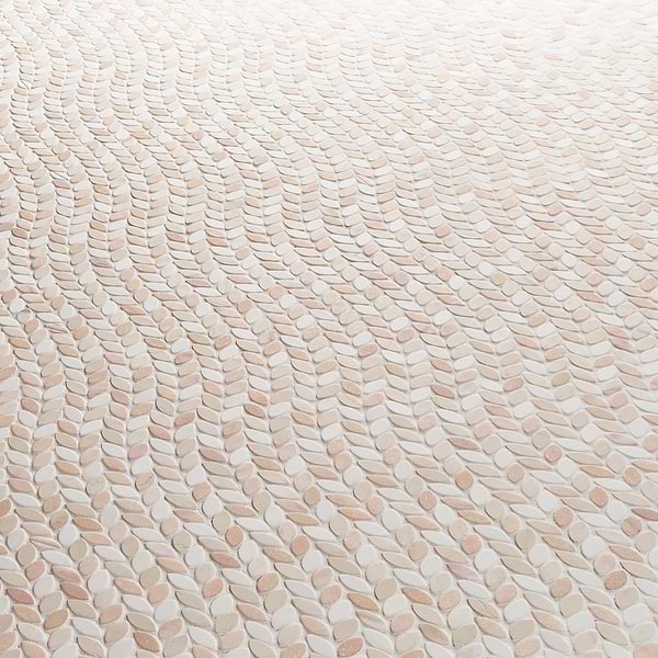 Dova Rose Tumbled Waterjet Marble Mosaic Tile in Pink, White, View 3, open zoomed image