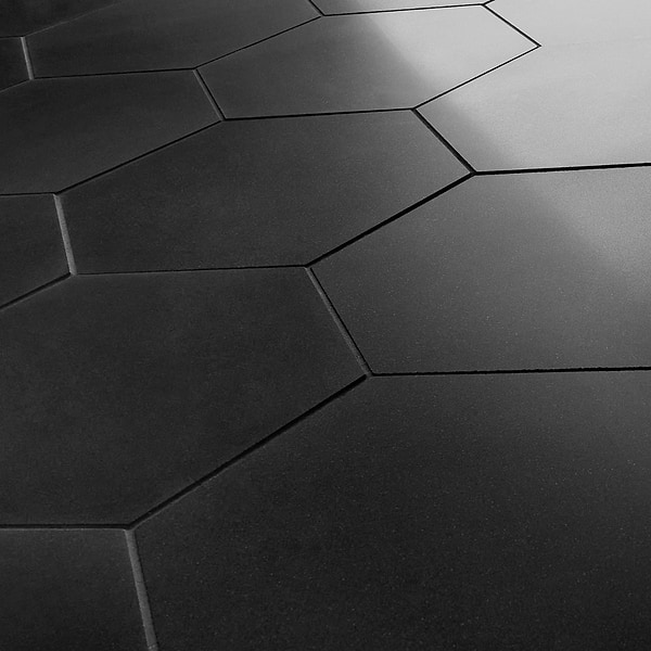 Pietra Basalt Black 10" Hexagon Honed Basalt Tile