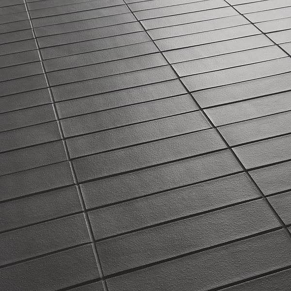 Brownstone Charcoal Black 2x7 Matte Clay Thin Brick Tile