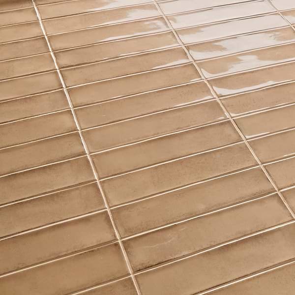 Castle Sandstorm Beige 3x12 Polished Ceramic Subway Tile in Beige, View 3, open zoomed image