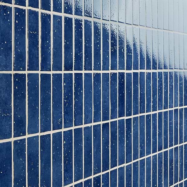 Essa Blue 2x6 Terracotta Look Polished Porcelain Tile in Blue, View 3, open zoomed image