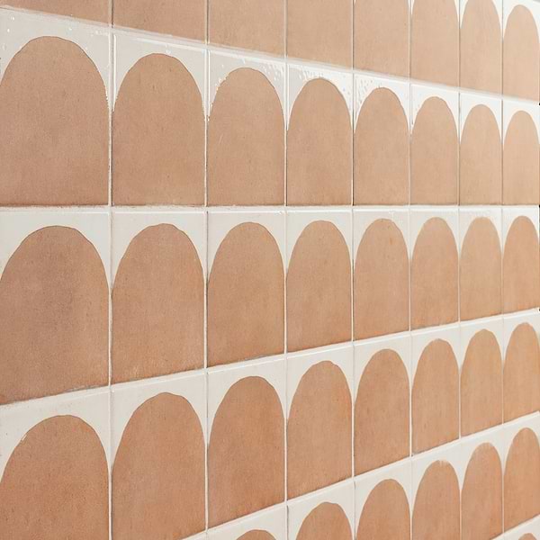 Essa Deco Terracotta 6x6 Terracotta Look Polished and Matte Porcelain Tile in White, Terracotta, View 3, open zoomed image