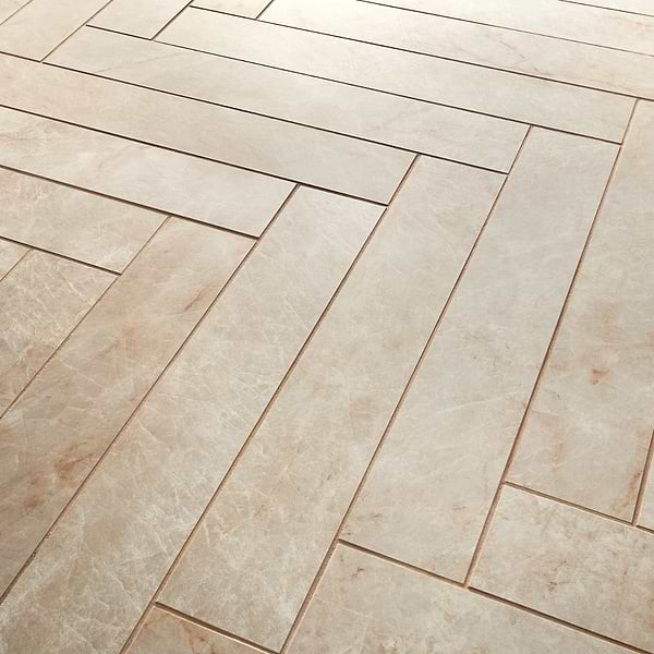 Grand Taj Mahal Champagne Beige 4x24 Stone Look Matte Porcelain Tile in Beige, View 3, open zoomed image