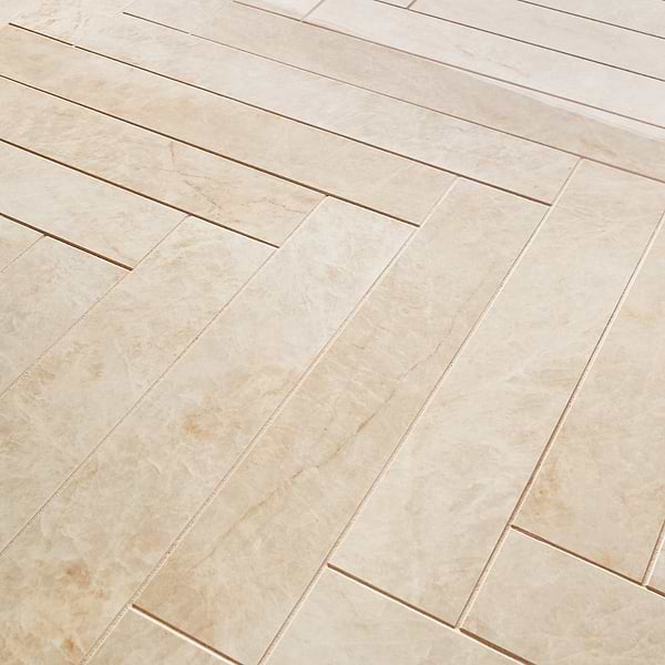 Grand Taj Mahal Champagne Beige 4x24 Stone Look Polished Porcelain Tile in Beige, View 3, open zoomed image