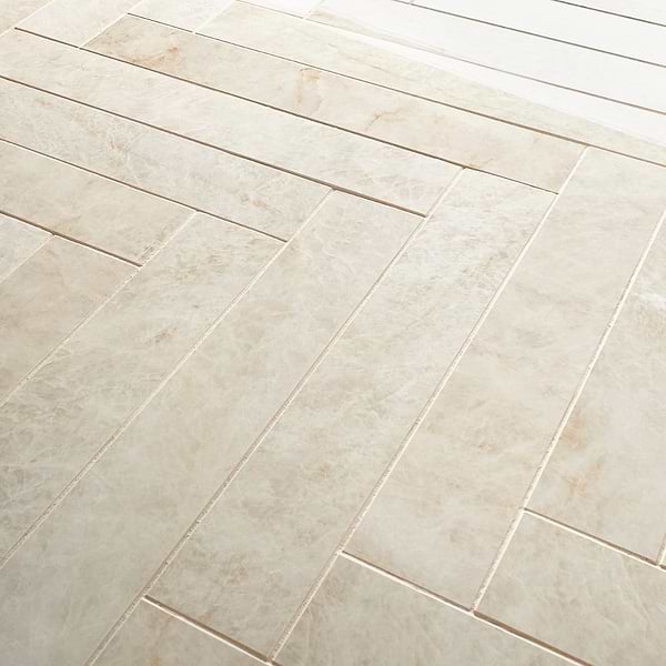 Grand Taj Mahal Pearl Beige 4x24 Stone Look Polished Porcelain Tile in Beige, View 3, open zoomed image