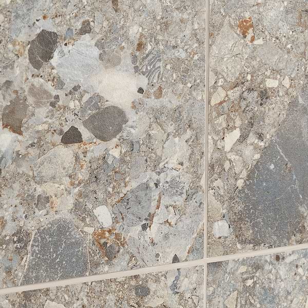 Rizo Earth Gray 24x24 Terrazzo Look Matte Porcelain Tile