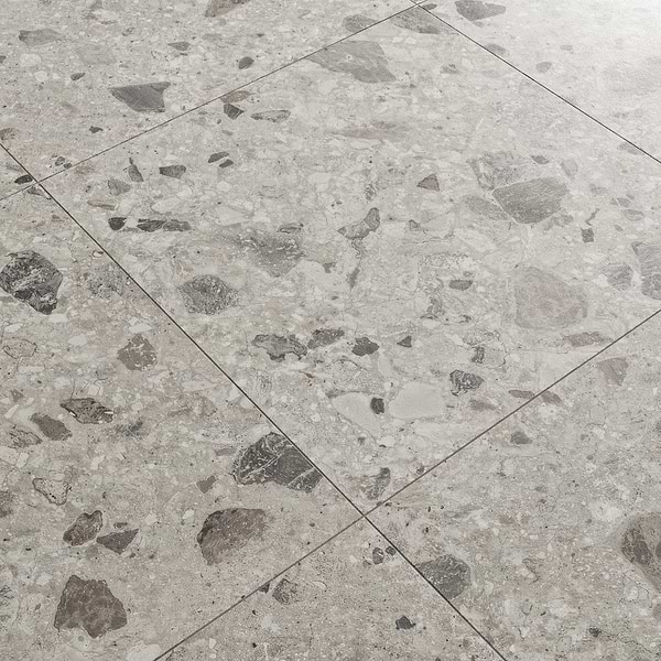 Rizo Pavement Gray 24x24 Terrazzo Look Matte Porcelain Tile