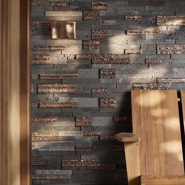 StackStone Steel Gray 3D Mixed Finish Lava Stone Mosaic Tile