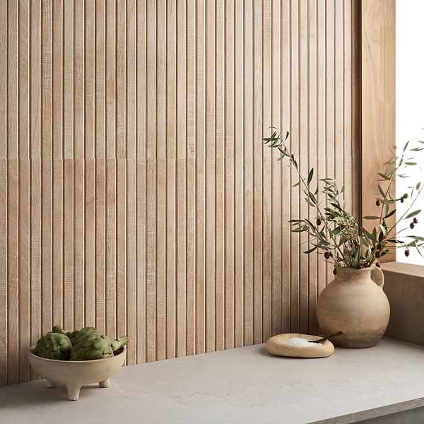 Kenridge Ribbon Maple Brown 24x48 Wood Look Matte Fluted Porcelain Tile