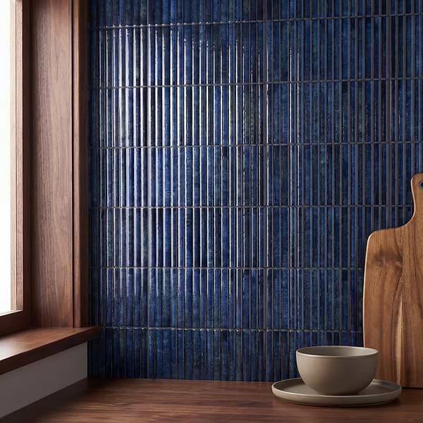 Curve Fluted Blue 6x12 3D Glossy Ceramic Tile