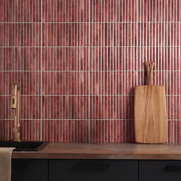 Curve Fluted Red 6x12 3D Glossy Ceramic Tile