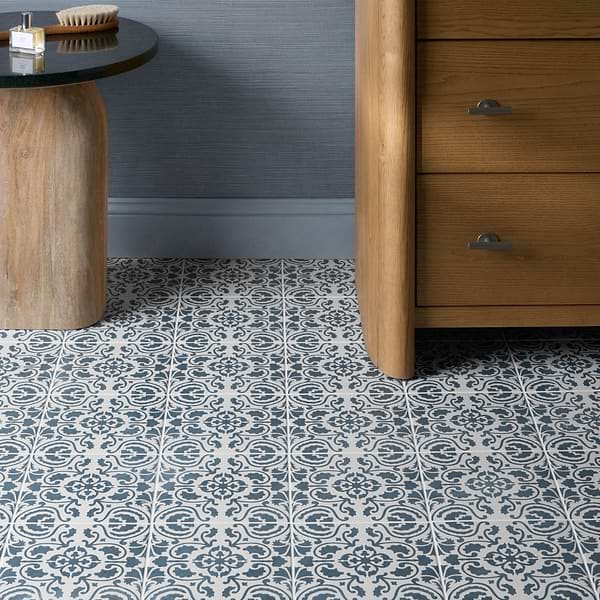 Elowynn Haven Cove White 8x8 Matte Porcelain Tile by Kravet in Blue, White, View 3, open zoomed image