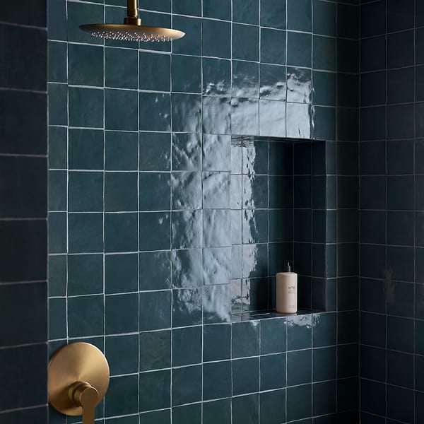 Zelora Coastal Blue 4x4 Zellige Look Glossy Ceramic Tile