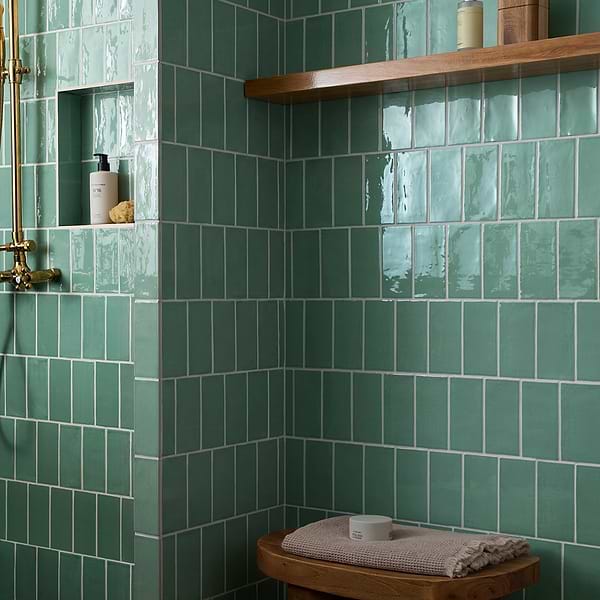Lancaster Open Seas Green 3x6 Polished Ceramic Wall Tile