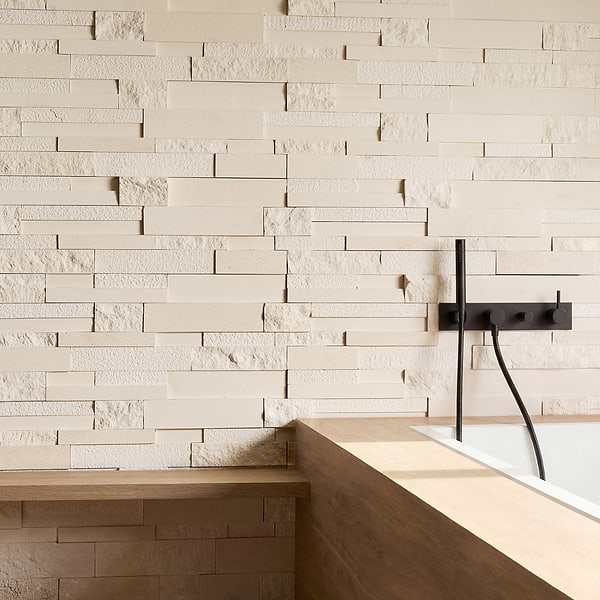 StackStone Ebbor Beige 3D Mixed Finish Limestone Mosaic Tile