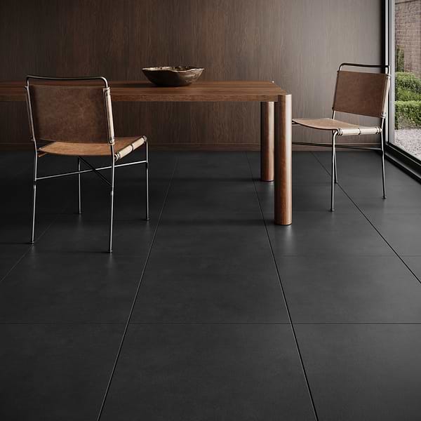 Lines Black 24X24 Matte Porcelain Tile in Black, View 3, open zoomed image