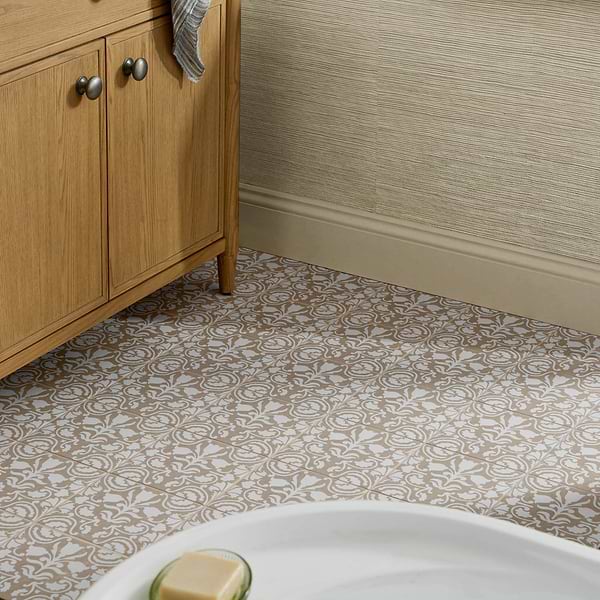 Elowynn Belle Sand Beige 8x8 Matte Porcelain Tile by Kravet in Beige & Cream, View 3, open zoomed image