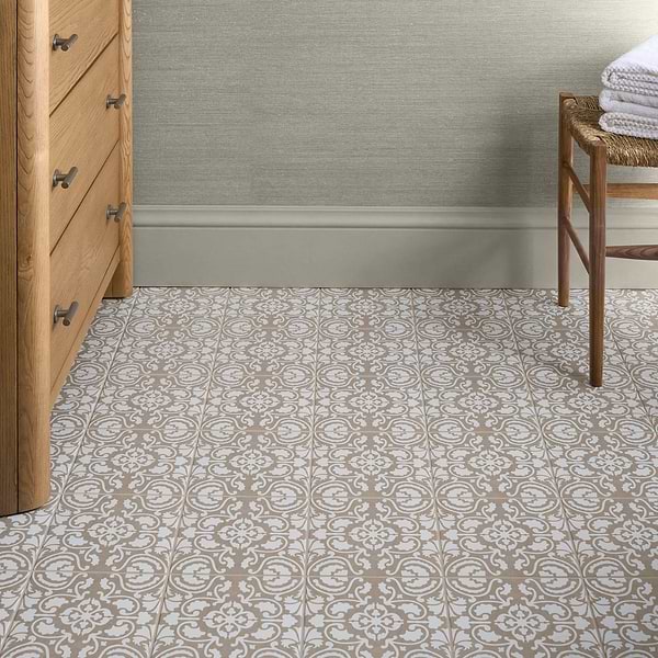 Elowynn Haven Sand Beige 8x8 Matte Porcelain Tile by Kravet in Beige & Cream, View 3, open zoomed image