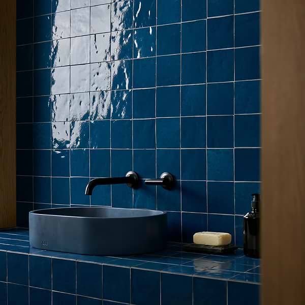 Zelora Marine Blue 4x4 Zellige Look Glossy Ceramic Tile