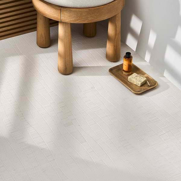 Ladera Thassos Honed Marble Wave Micro Mosaic Tile in White, View 3, open zoomed image
