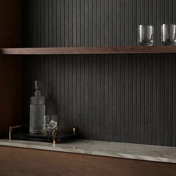 Kenridge Ribbon Black 24x48 Wood Look Fluted Matte Porcelain Tile