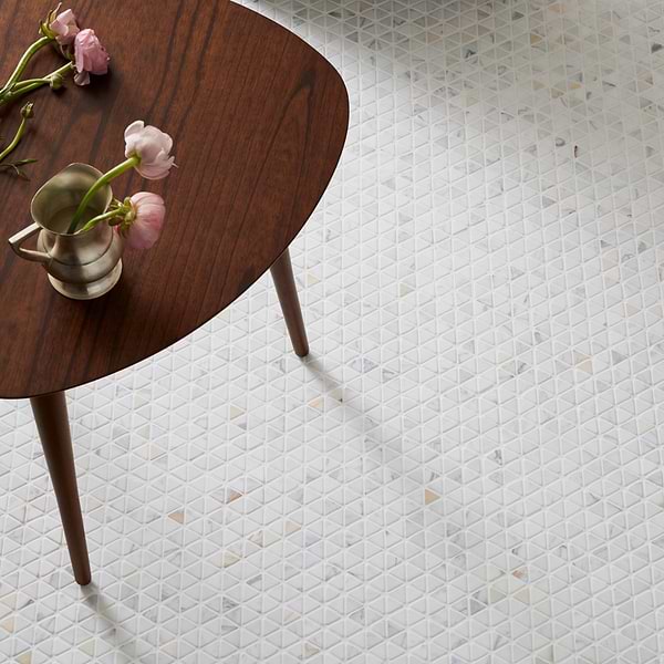 Aspekt Calacatta Triangle Honed Marble Mosaic Tile