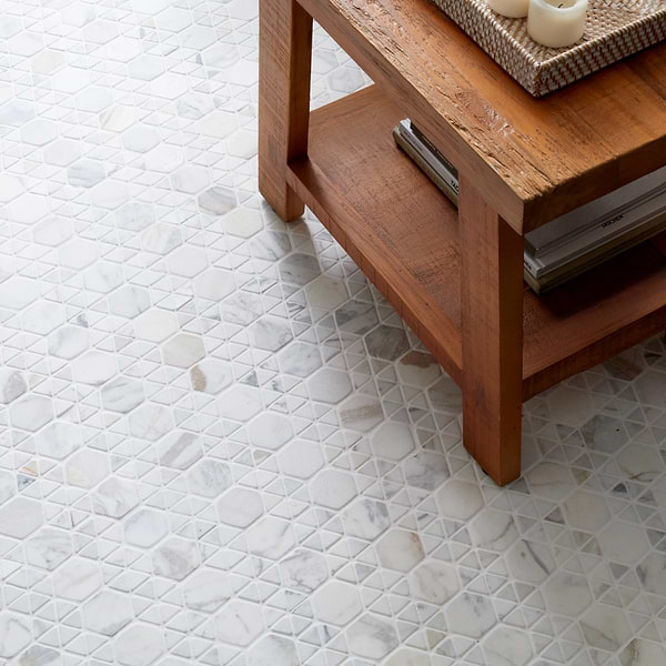 Aspekt Calacatta 2" Hexagon Honed Marble Mosaic Tile