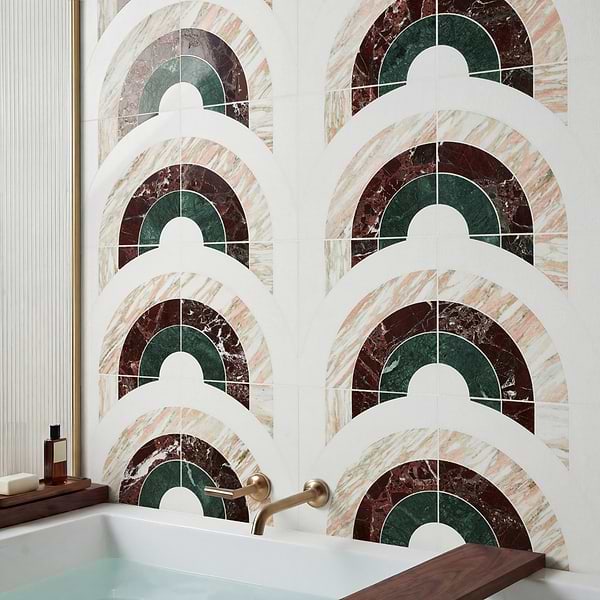 Elizabeth Sutton Arc Semi-Circle Passion Multicolor 12x12 Polished Marble Mosaic Tile