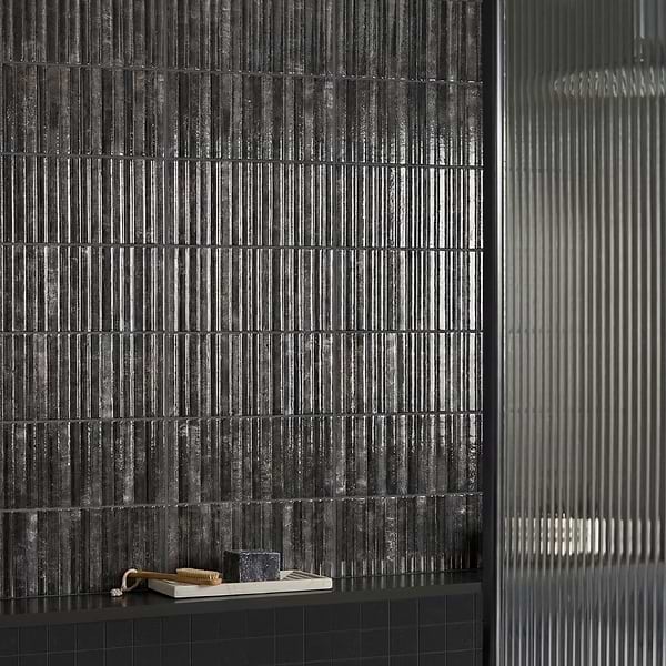 Curve Fluted Black 6x12 3D Glossy Ceramic Tile